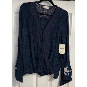 Altar'd State Boho Countr Lace Faux Wrap Top‎ Sz Medium Fairy Dainty Western NWT